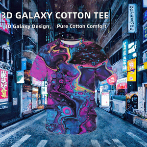 Camiseta Personalizada para Hombre con Estampado 3D de Galaxia, Cuello Redondo, Tejida, 100% Algodón, Estilo Casual Urbano - Product Image 2