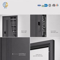 Porte d'entrée KaiYu de luxe en acier noir mat, antivol, robuste, avec serrure multipoints, insonorisée et résistante à l'humidité