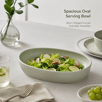 Ensemble de bols de service ovales en mélamine gris mat, résistants aux chocs, sans BPA, lavables au lave-vaisselle, écologiques, design contemporain pour la famille