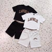 Ensemble T-shirt et jogging imprimé léopard pour homme avec patchs brodés personnalisés, double ceinture, style streetwear hip-hop