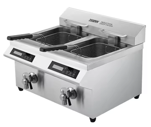 Friteuse professionnelle double 8L+8L en acier inoxydable 3500W/5000W avec contrôle par capteur pour cuisine et restaurant AM-CD24F201 - Product Image 1
