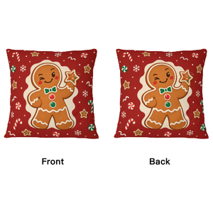 Funda de Cojín de Poliéster con Estampado de Doble Cara de Hombre de Jengibre Navideño Retro, 18x18 Pulgadas, Funda de Almohada Personalizada para Decoración del Hogar - Product Image 2
