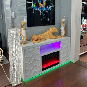 Soporte de TV con espejo textil con efecto Mable falso con decoración de chimenea eléctrica con altavoz Blue Tooth Muebles Meubles Meble - Product Image 5