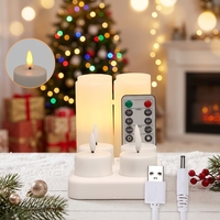 Nouvel ensemble rechargeable de 12 bougies chauffe-plat LED électriques sans flamme, blanc chaud scintillant, pour la décoration intérieure