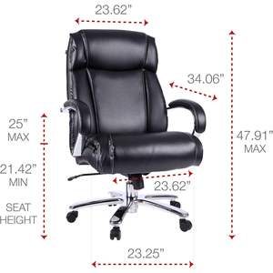 Fauteuil de Direction Ergonomique Alera Maxxis Series Big & Tall en Cuir, Design Moderne, Appuie-tête Réglable, Noir/Chrome-PU, Aluminium, Bois, Fer - Product Image 6