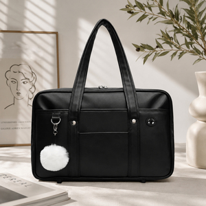 Maletín de Negocios de Lujo para Hombre en PU Negro con Puerto para Auriculares, Maletín de Oficina Duradero de Alta Calidad para Fin de Semana - Product Image 1