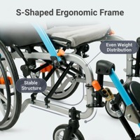 Fauteuil roulant standard AndCare en aluminium 18'' 20'' 22'' pour personnes âgées et handicapées - Fournitures de réadaptation thérapeutique avec siège rembourré