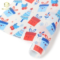 Rouleaux de tissu en vinyle translucide PVC givré à motif cadeau de Noël pour la fabrication de trousses de maquillage – Vente en gros