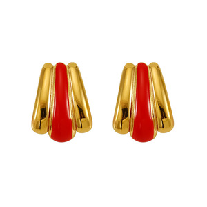 Nouvelles boucles d'oreilles en acier inoxydable goutte d'huile Boucles d'oreilles élégantes en acier au titane plaqué or 18 carats pour femmes - Product Image 6