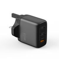 Cargador de Pared USB C GaN de 65W, Adaptador de Corriente de Carga Rápida Compacto de 3 Puertos para iPhone, Galaxy, Pixel 10/9, Dell XPS, iPad Pro