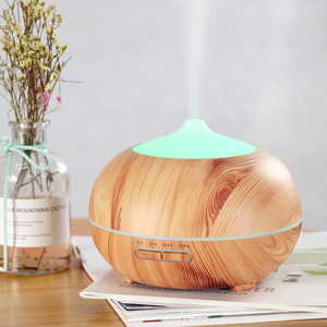 Diffuseur d'arômes à effet bois 400 ml, humidificateur ultrasonique avec lumière LED pour la maison, le bureau et la table - Product Image 1