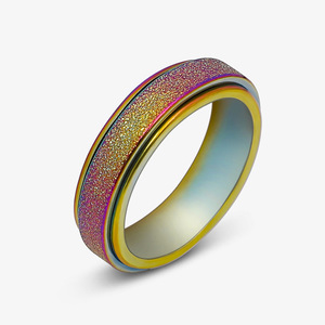 Bague Tournante Tendance en Acier Inoxydable Noir Mat Givré Anti-Stress Punk pour Mariage <span class=keywords><strong>et</strong></span> Soulagement de l'Anxiété - Product Image 5