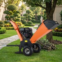Broyeur de bois à essence robuste 15 CV GS120, capacité de 120 mm, déchiqueteur d'arbres avec goulotte rotative à 360° et pneus tout-terrain à aspiration