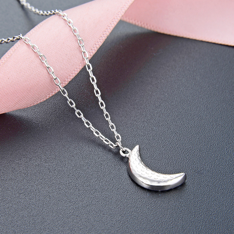 POLIVA Collares de moda de joyería de plata 925 de media luna blanca