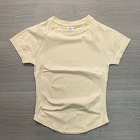 T-shirt de fitness pour femme, entièrement mat, en nylon, haute élasticité, anti-transpiration, ajusté, sans couture, à manches courtes