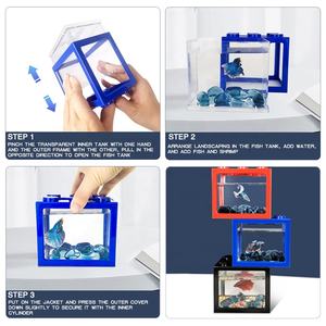 Petit réservoir d'eau transparent en plastique acrylique réservoir de poissons rouges mini tortue <span class=keywords><strong>poisson</strong></span> crevette aquarium aquarium aquarium - Product Image 6