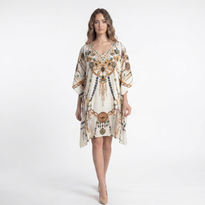 Robe longue africaine en viscose pour femme, style caftan, tunique, poncho, kimono, coupe ample, aspect satiné soyeux, tenue de vacances bohème - Product Image 1