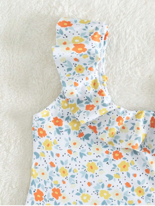 Maillot de bain asymétrique à volants pour fille, col licou, à lacets, imprimé fleur, vêtements d'été pour bébé, tendance Offre Spéciale - Product Image 5