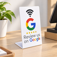 Support d'avis en acrylique flexible personnalisé avec carte NFC pour avis et lecture QR pour comptoir de salon de beauté et spa