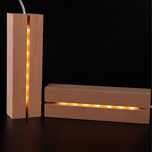 Beechwood Luminous Lamp Base 3x4.5x15cm With <b>Led</b> Light Modern Simple Style Wooden Craft Ornament - Product Image 1