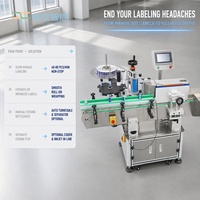 Machine d'étiquetage automatique à rouleaux pour bouteilles cylindriques de boissons, produits pharmaceutiques, aliments et cosmétiques, demi-enveloppement