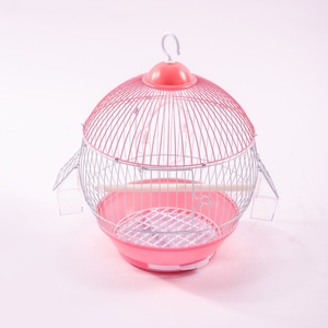 Rounded Metal Bird <b>Cage</b> With Heart Design Simple Indoor Use Durable Construction For Birds - Product Image 5