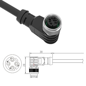 M12 kết nối D mã kết nối cáp không thấm nước IP68 góc cạnh không được che chở 4 pin nam nữ cắm - Product Image 3
