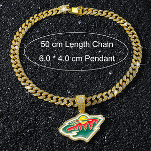 สร้อยคอจี้รูปสัตว์พร้อมโลโก้ทีมฮอกกี้น้ำแข็งแบบฮิปฮอปสุดฮิต ดีไซน์เฉพาะตัวสำหรับผู้ชาย สร้อยคอแฟชั่นขายส่ง - Product Image 5