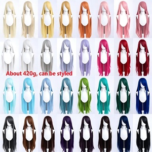 Perruque synthétique sans colle de 40 pouces, 420g, lisse, avec frange, à ligne de cheveux naturelle et bonnet ajustable (facile à coiffer) pour cosplay, Anime et Comic Con - Product Image 1