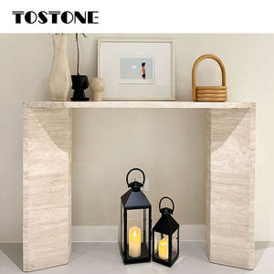 Tostone <span class=keywords><strong>Table</strong></span> <span class=keywords><strong>console</strong></span> moderne en travertin beige naturel de dinde pour hall d'entrée, meubles de hall d'hôtel de l'usine directe - Product Image 1