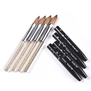 Pinceau Premium pour Nail Art et Extensions, 100% Poils de Kolinsky # 2- # 18 poignées en acrylique noir à virole sertie, luxe classique - Product Image 5