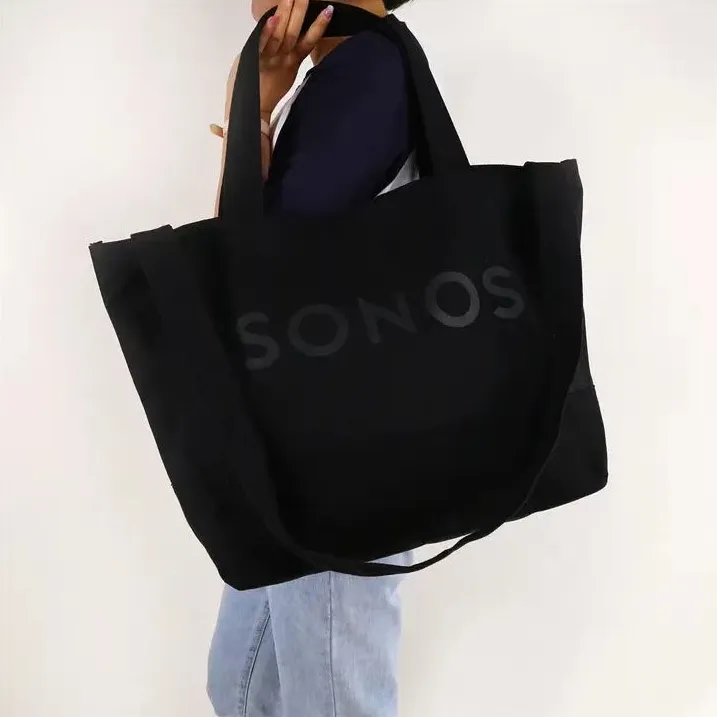 Custom Logo Oversize Weekender Women Cloth Cotton Canvas Shopping Crossbody Messager Tote Bag