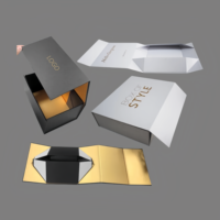 Boîtes en carton d'emballage pliable rigide personnalisé de luxe en gros grand couvercle magnétique boîte cadeau magnétique pliable à rabat blanc noir