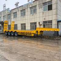 Semi-remorque surbaissée en acier Juyuan robuste à 3/4 essieux, 60-80 tonnes, avec suspension pneumatique