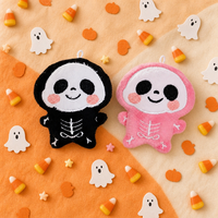 Porte-clés Peluche Bébé Fantôme Squelette Mignon Kawaii Halloween, Poupée Douce Rembourrée, Breloque de Sac, Pendentif, Cadeau, Vente en Gros