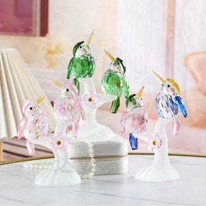 Darzelle <b>Crystal</b> Kingfisher Hummingbird Decorative Figurine Glass <b>Animal</b> Print Home Decoration Craft Gift - Product Image 1