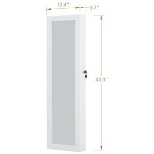 <span class=keywords><strong>Armoire</strong></span> murale en bois massif avec miroir pleine longueur, éclairage LED, verrouillable, grande capacité de rangement pour chambre à coucher - Product Image 4