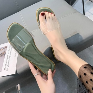 Summer Collection New Women's Korean Style Transparent Jelly Flat Sandals Soft Square Toe for <b>Slippers</b> With Light Feeling - Product Image 3