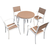 Ensemble de table et chaises de salle à manger d'extérieur en bois et plastique, moderne, durable, résistant à l'eau, pour petits espaces, villa de plage