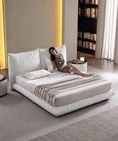 Lit en tissu bouclé Teddy en coton moelleux, style japonais, blanc, pour la décoration de la maison, mobilier de chambre à coucher, minimalisme moderne