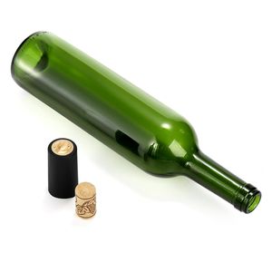 Botellas de vino Burdeos verdes antiguas Botellas de vidrio de 750ml con corchos y cápsulas retráctiles Botella vacía de fondo plano para champán - Product Image 4