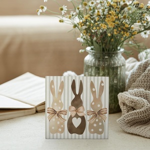 Casa <span class=keywords><strong>de</strong></span> campo Conejito rústico Conejo Primavera Interior Bloque <span class=keywords><strong>de</strong></span> <span class=keywords><strong>madera</strong></span> Signo Feliz Pascua Caja <span class=keywords><strong>de</strong></span> <span class=keywords><strong>madera</strong></span> Placa Técnica pintada a mano - Product Image 4