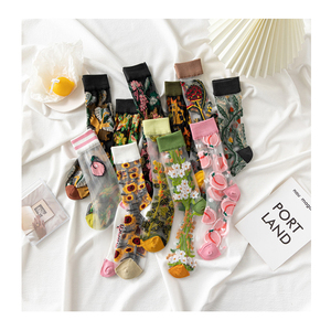 2023 New Fashion Glass Nylon Women <strong>Sunflower</strong> Mid-tube <strong>Socks</strong> Summer Thin Style Crystal Silk Crew <strong>Sock</strong> - Product Image 1