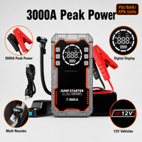 Démarreur de batterie au lithium 12V 20000mAh 3000A portable pour voiture et moto avec pompe à air et gonfleur de pneus