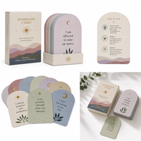 Ensemble de cartes d'affirmation positives personnalisées élégantes, cartes d'encouragement et de communication avec support en bois dans une boîte rigide pour cadeaux