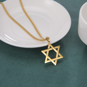 Vintage Nuovo Semplice Giudaismo Stella di David Pendenti di Collana In Acciaio Inox Oro Placcato Ebraica del Regalo Dei Monili Per Le Donne Degli Uomini - Product Image 4