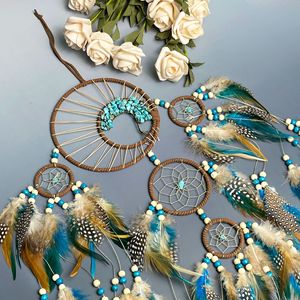 <span class=keywords><strong>Atrapasueños</strong></span> Turquesa, Árbol de la Vida Indio, Adorno Colgante, Campana de Viento con Plumas Coloridas, Decoración de Pared - Product Image 3