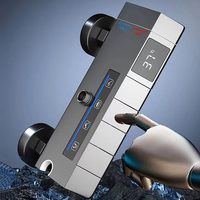 Système de douche de pluie en acier inoxydable Pistolet gris mural thermostatique Ensemble de pommeau de douche numérique intelligent