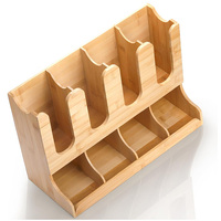 Organisateur de salle de pause en bambou à 8 compartiments, double niveau, pour distributeur de tasses à café, panier de rangement pour dosettes et supports de rangement pour articles jetables