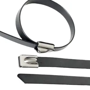 PVC Plastic Coated 5.6mm&9mm Stainless Steel Cable Tie Self Locking Type